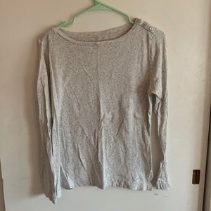 LOFT size medium long sleeve tee shirt with three buttons on one side grey